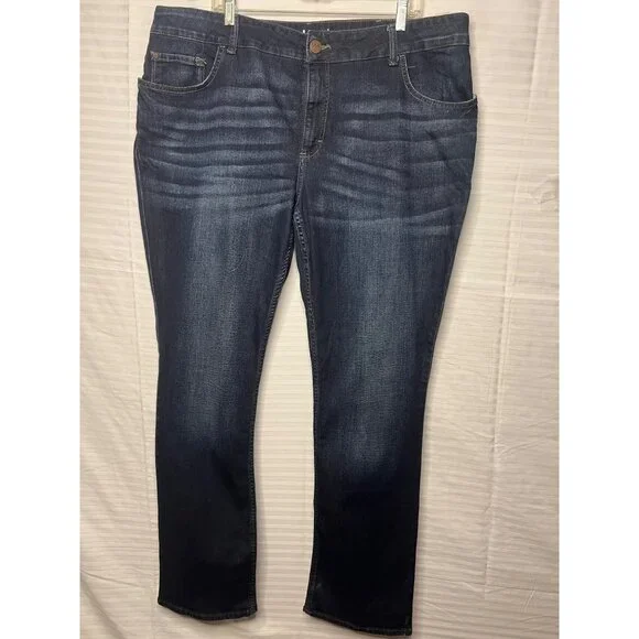 Lee Riders Midrise Bootcut Jeans Womens 22W Dark Wash Stretch Denim Cotton Blend - Picture 1 of 16